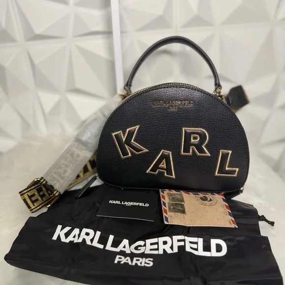 😎Karl Lagerfeld Black Crossbody with Gold Accents